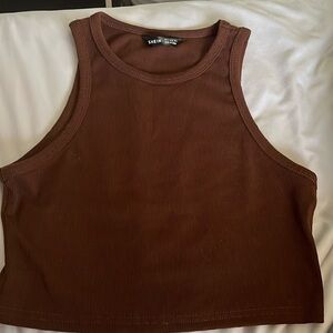plain brown cropped tank top